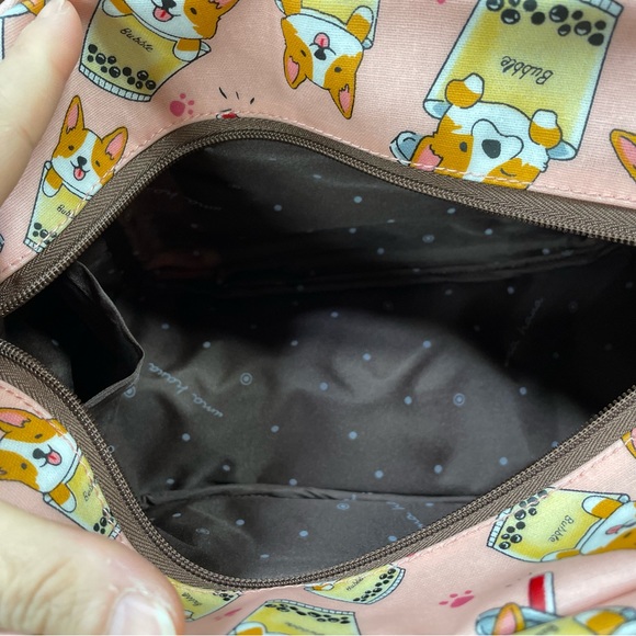 Multi purpose shoulder bag with attachable small pouch Corgi dog print - Picture 3 of 3